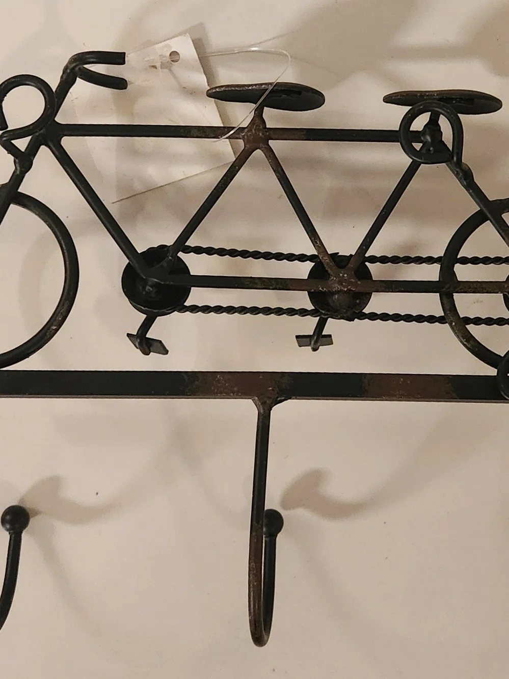 Hobby Lobby Tandem Bicycle Metal Wall Decor 3 Hooks Bike Key Coat Hanger NWT